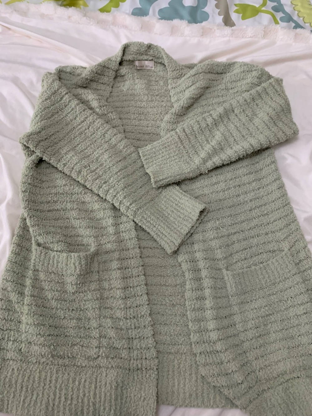 Cozy Open-Front Sage Green Women's Cardigan Sweater